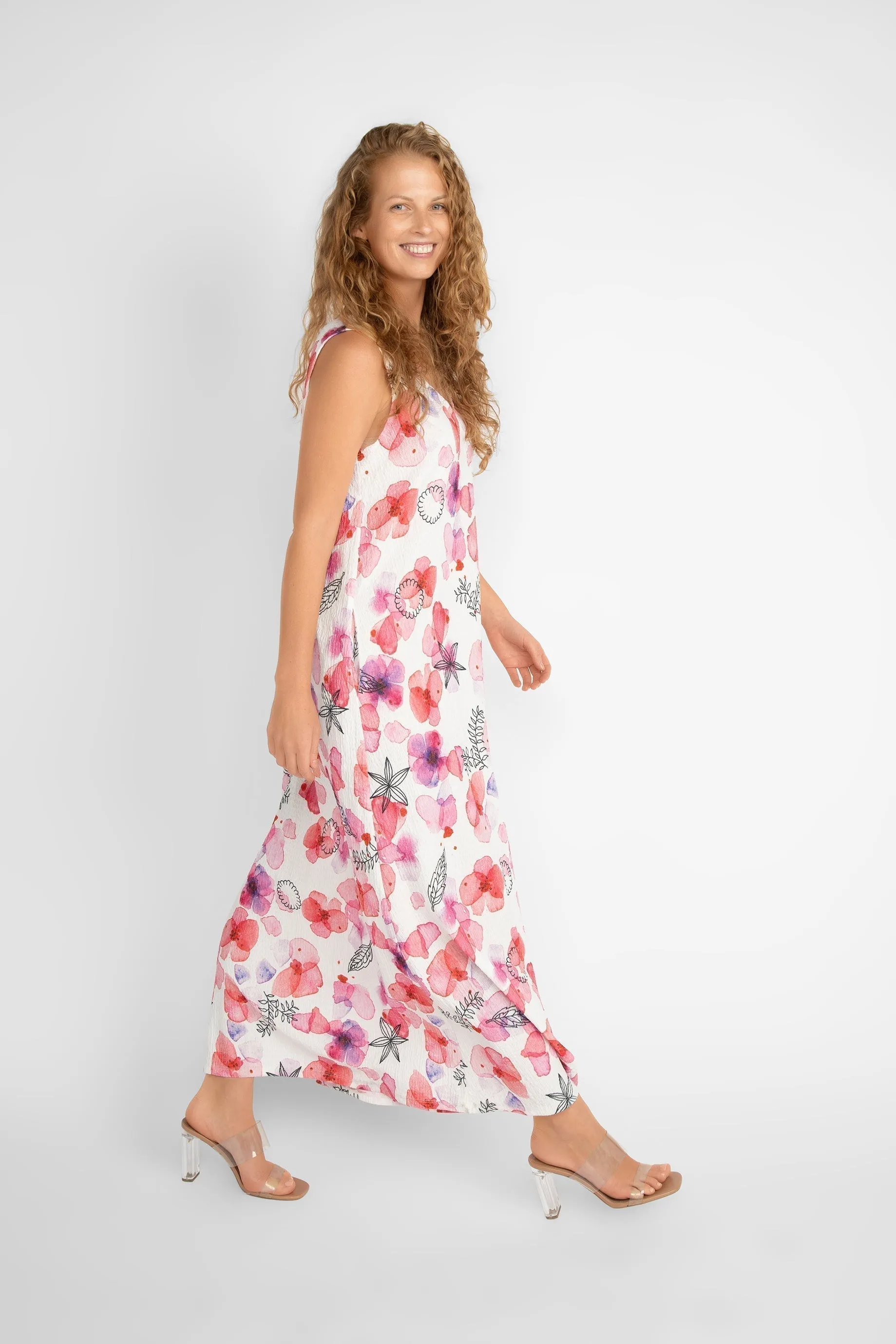 White With Pink Florals Maxi Dress sold by Bellissima product image thumbnail 2