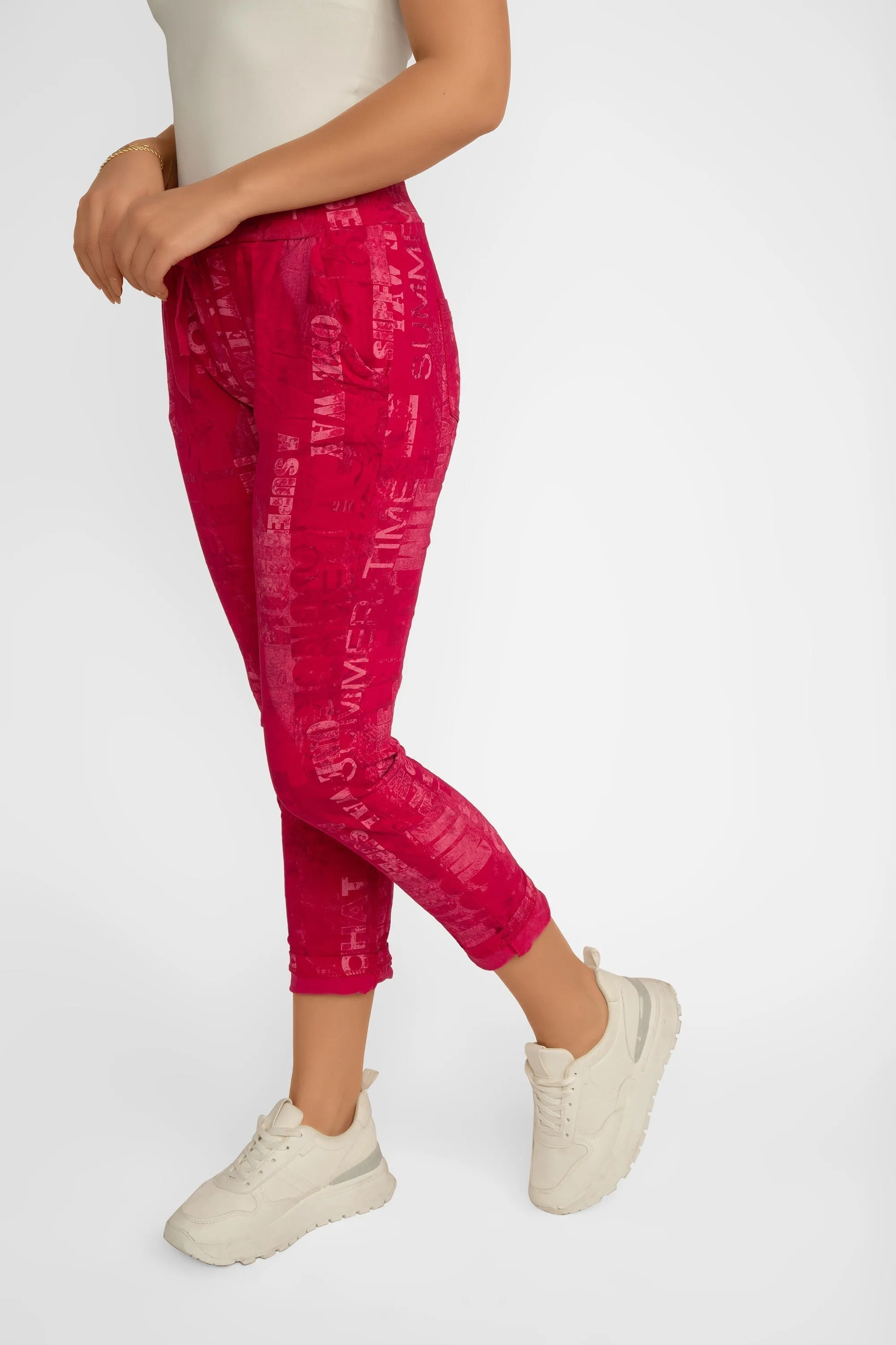 Pink Font Print Crinkle Pants sold by Bellissima product image thumbnail 3