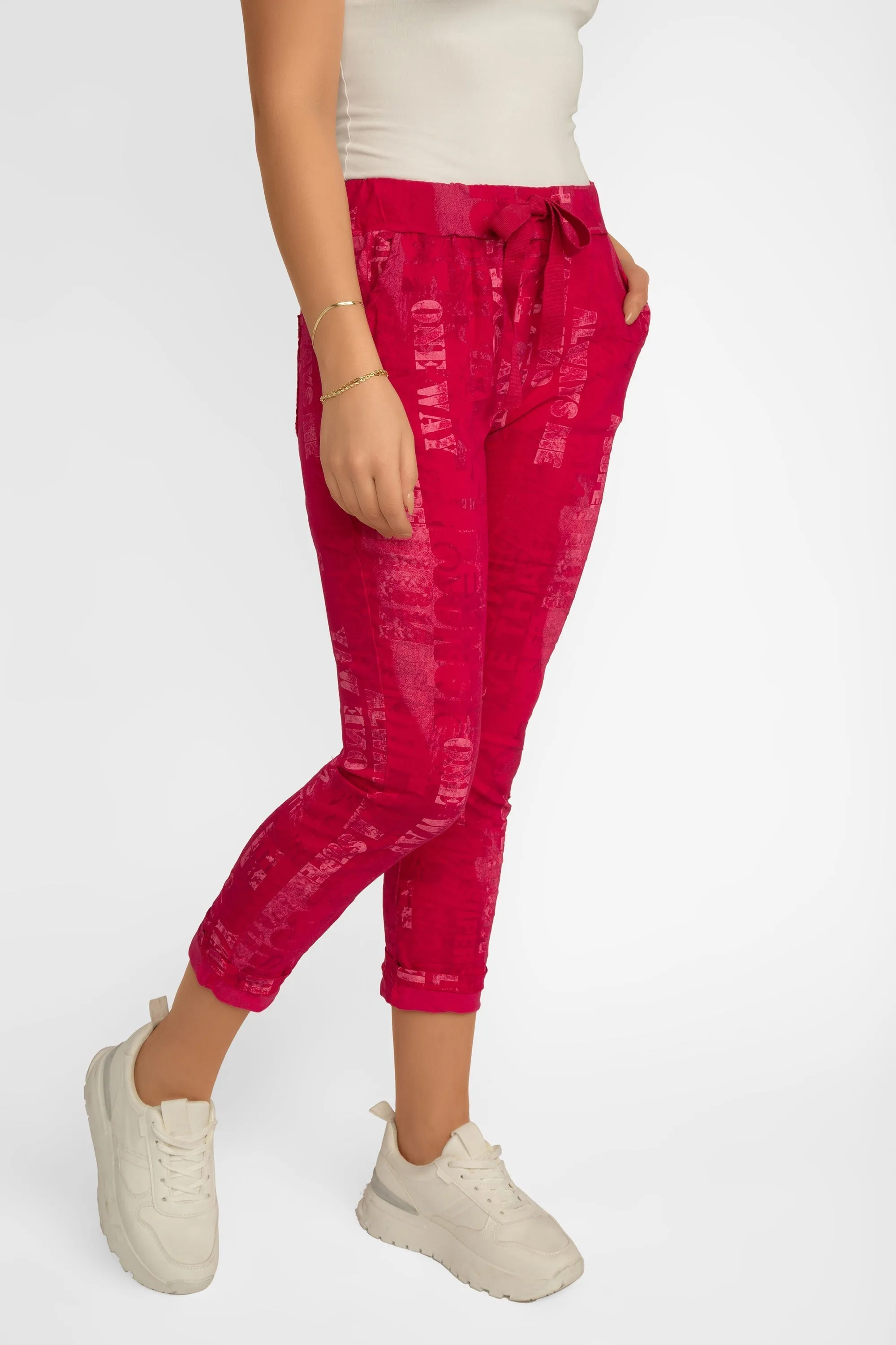 Pink Font Print Crinkle Pants sold by Bellissima product image thumbnail 4