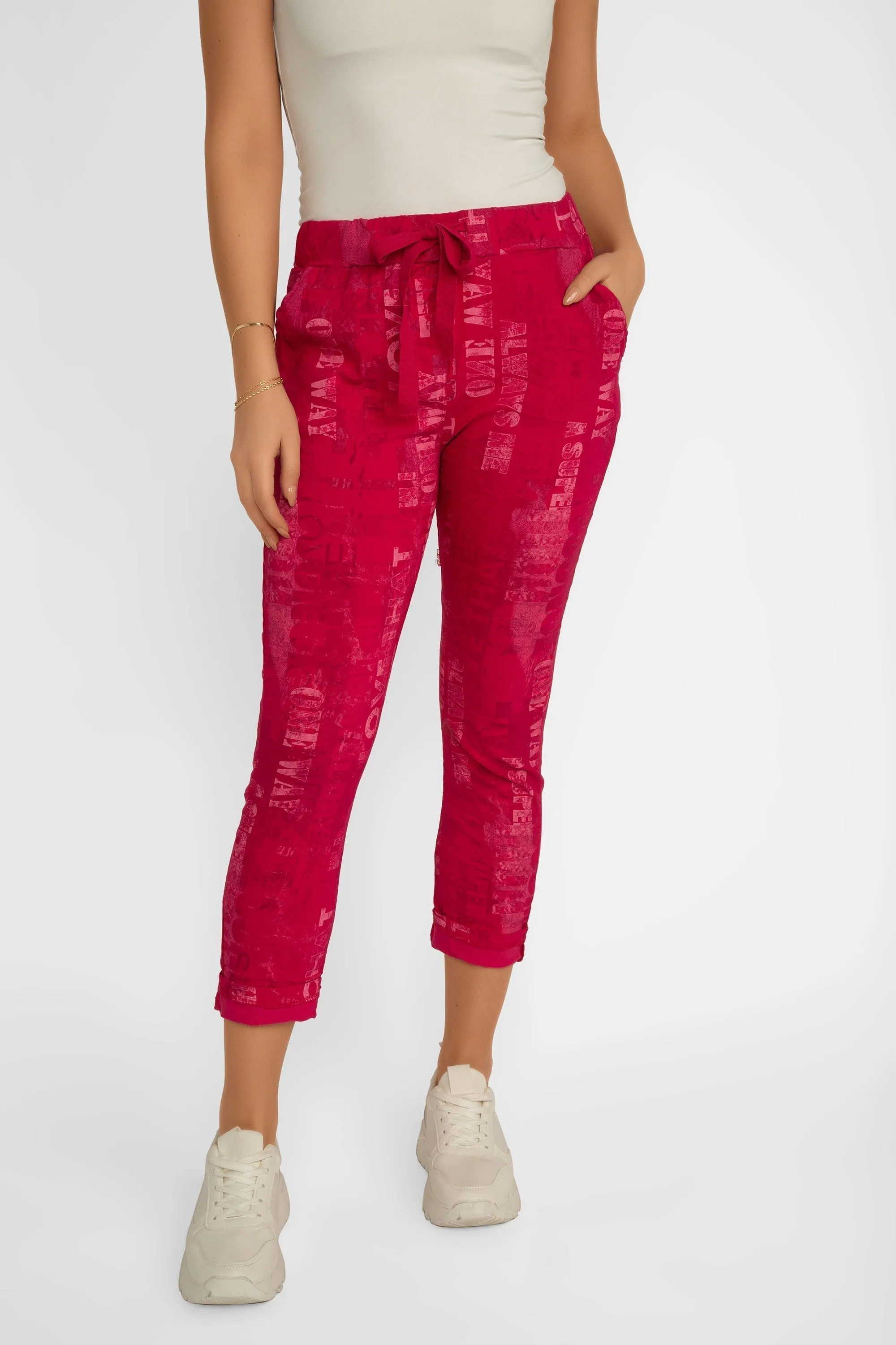 Pink Font Print Crinkle Pants sold by Bellissima product image thumbnail 2
