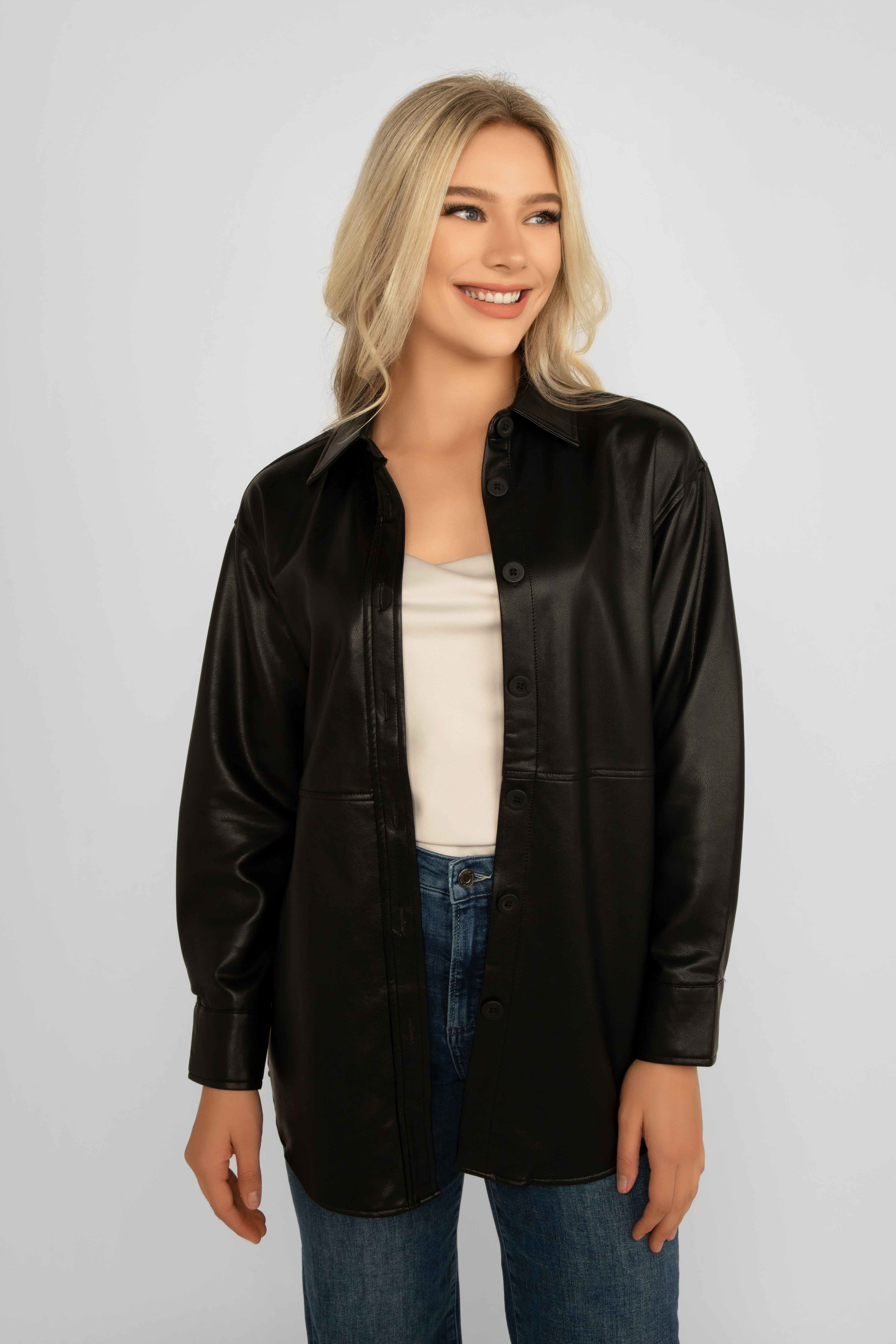 Faux Leather Shacket sold by Bellissima