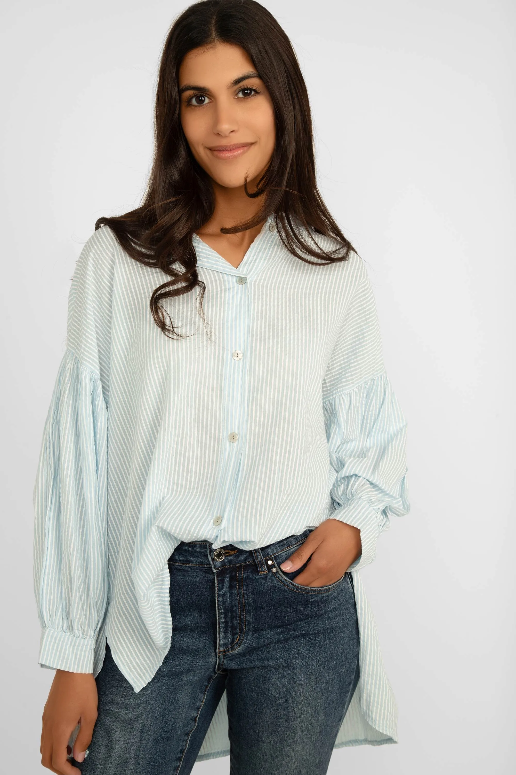 Striped Button Up Collared Shirt sold by Bellissima product image thumbnail 2
