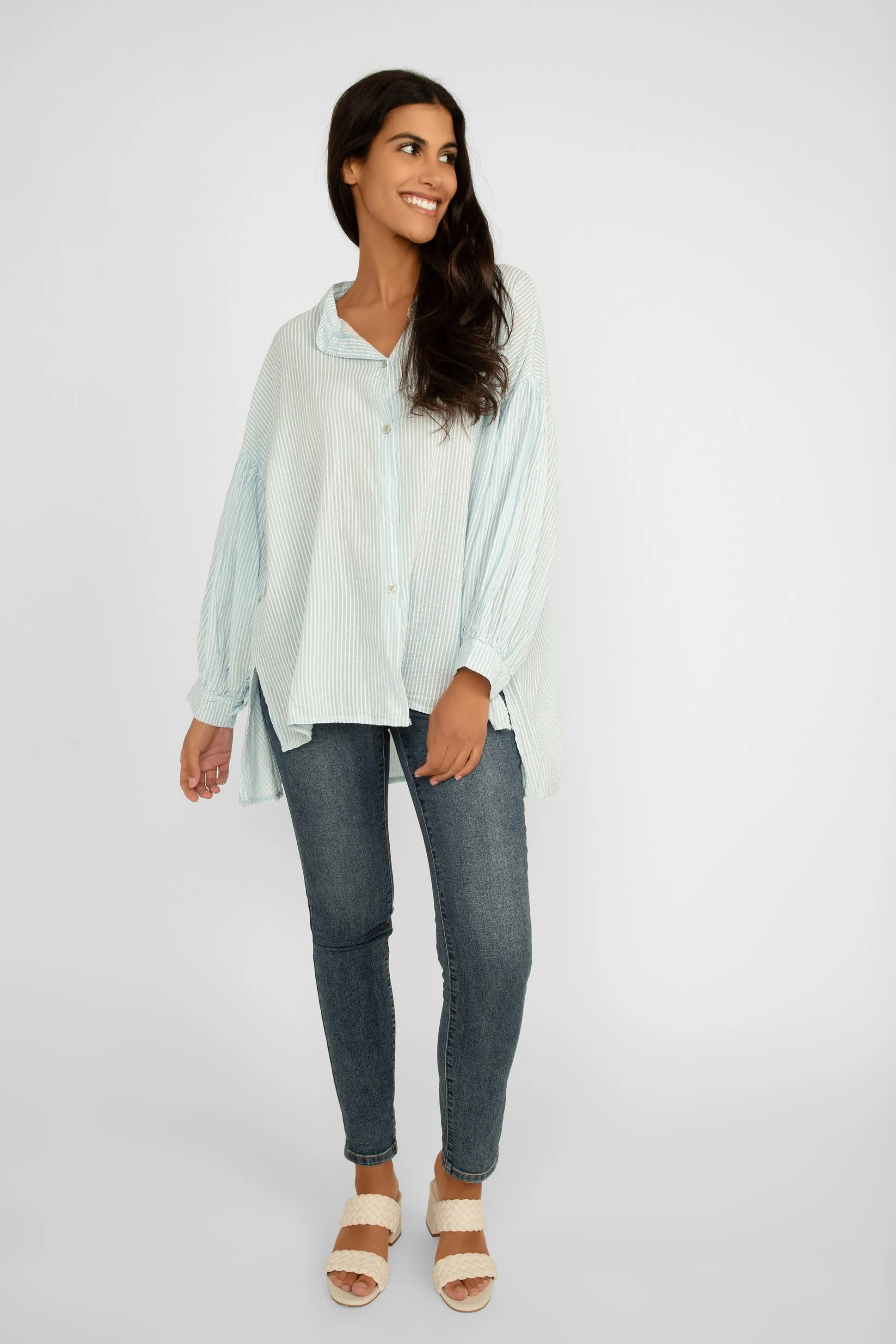 Striped Button Up Collared Shirt sold by Bellissima product image thumbnail 3