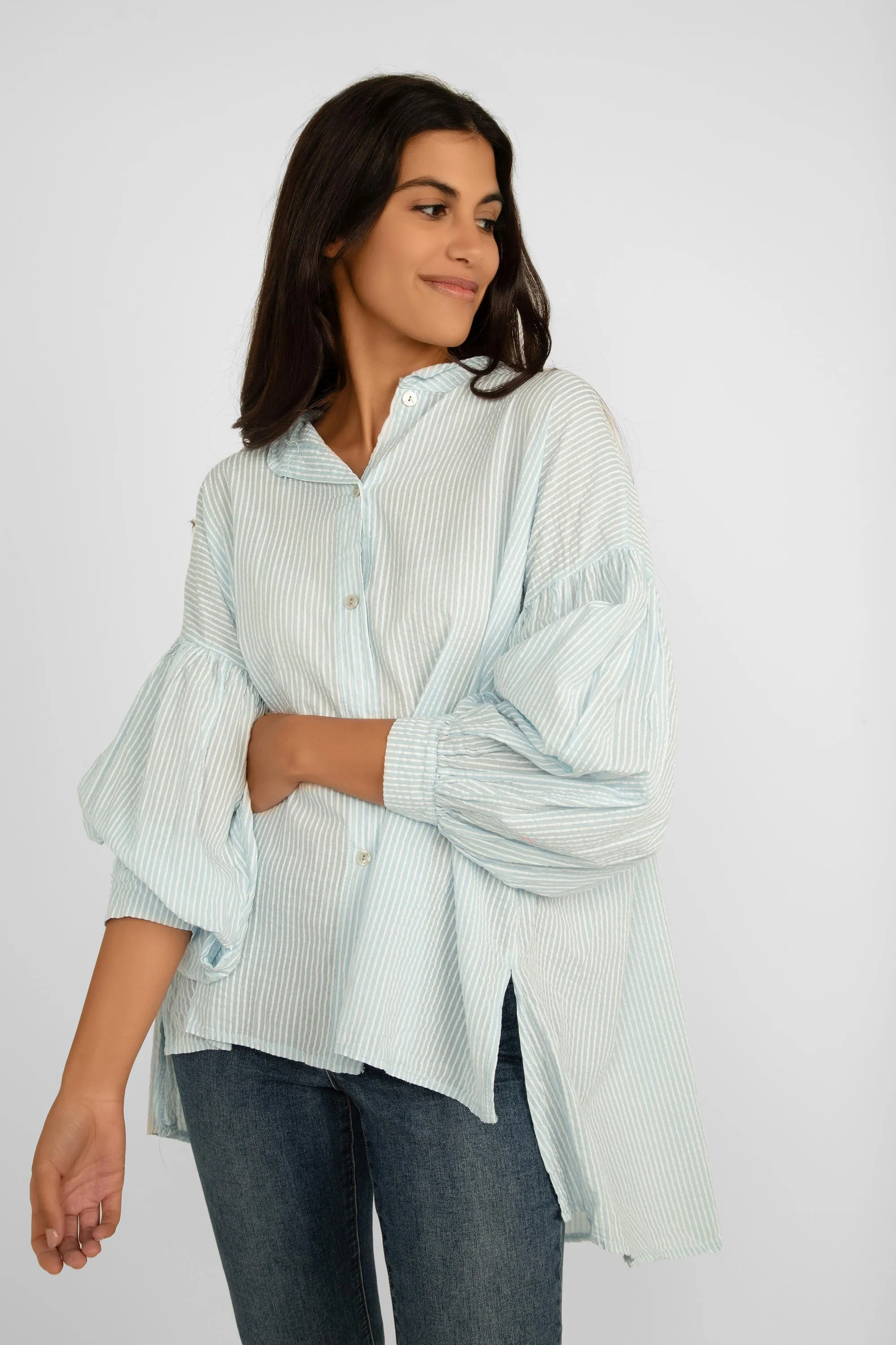 Striped Button Up Collared Shirt sold by Bellissima product image thumbnail 4