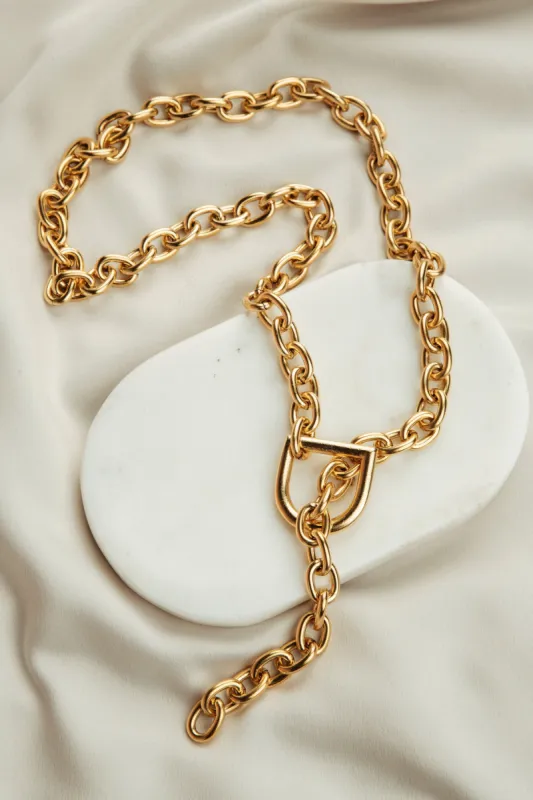 D-Ring Toggle Gold Necklace sold by Bellissima