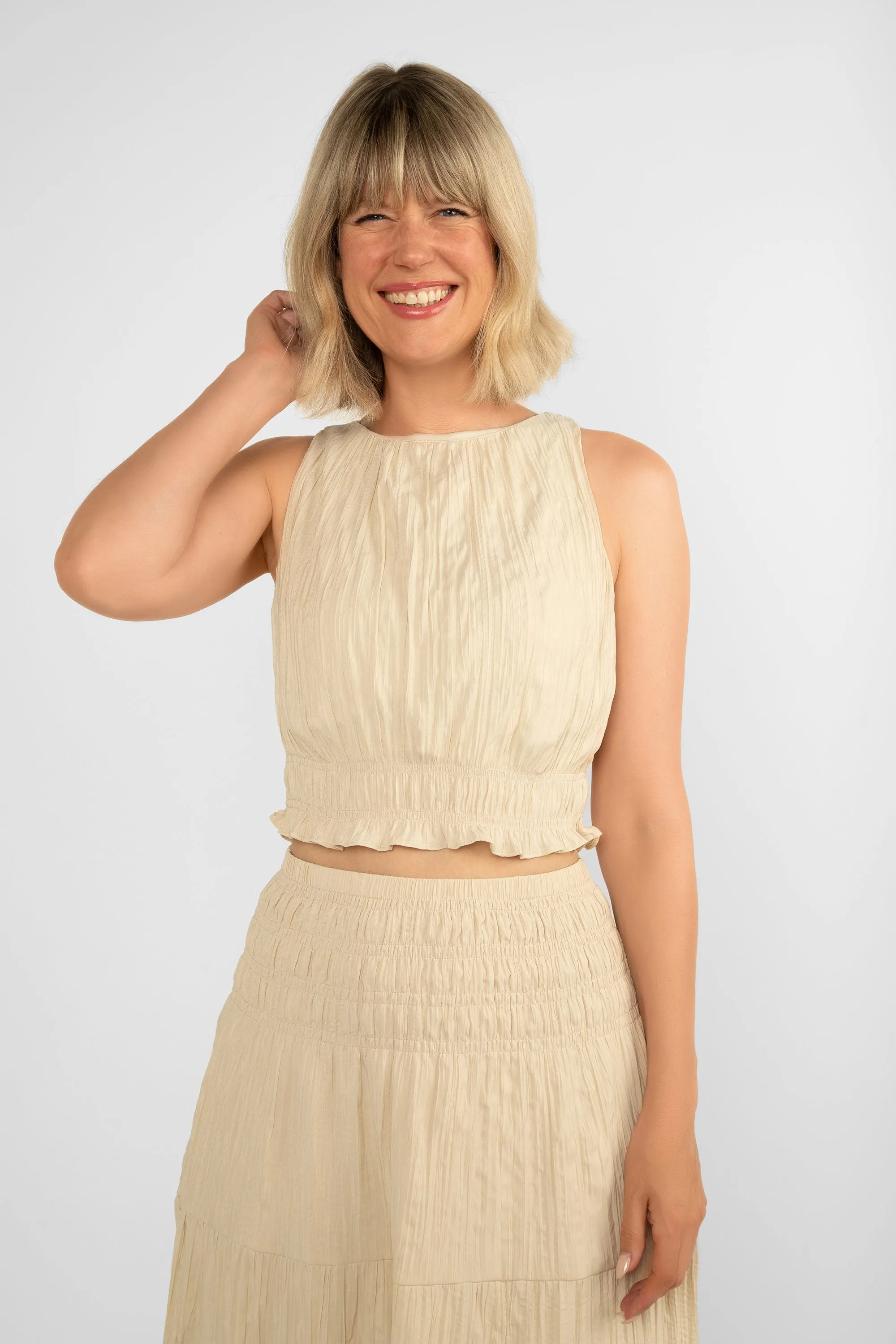 Sleeveless Gathered Crop Top sold by Bellissima product image thumbnail 3