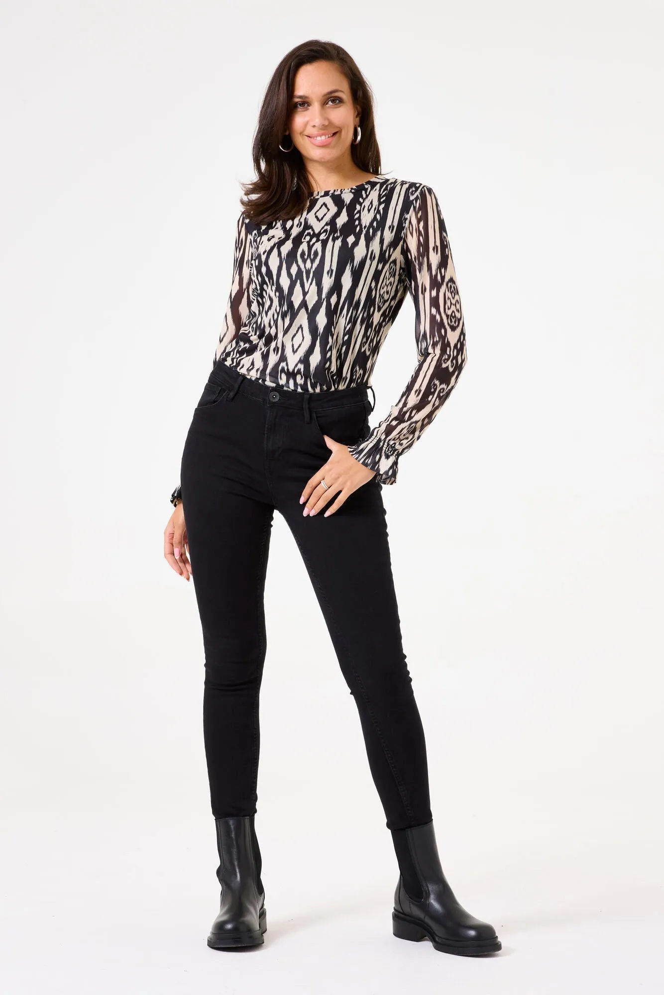 Long Sleeve Crew Neck Printed Top sold by Bellissima product image thumbnail 3