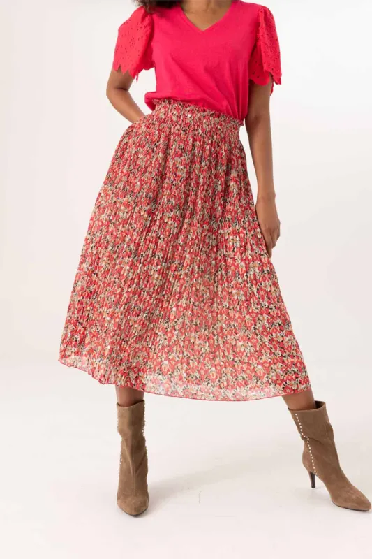 Floral Pink Midi Skirt sold by Bellissima