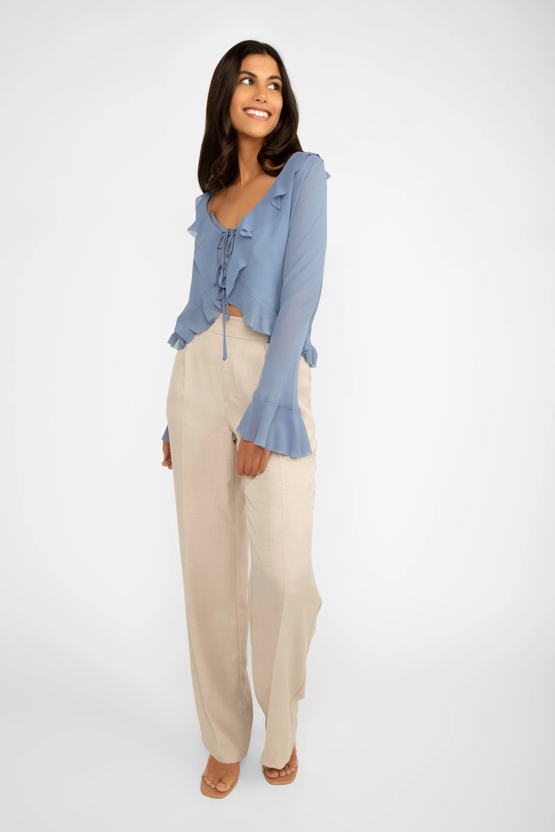 Cropped Long Sleeve Ruffle Blouse sold by Bellissima product image thumbnail 3