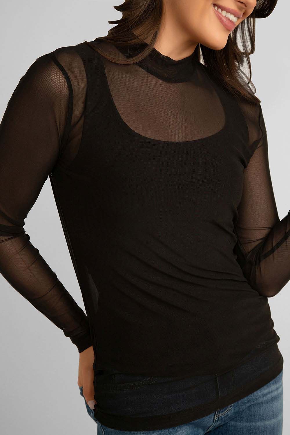 Long Sleeve Sheer Mesh Top sold by Bellissima product image thumbnail 3