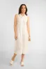 Sleeveless White Embroidered Midi Dress With Pockets sold by Bellissima