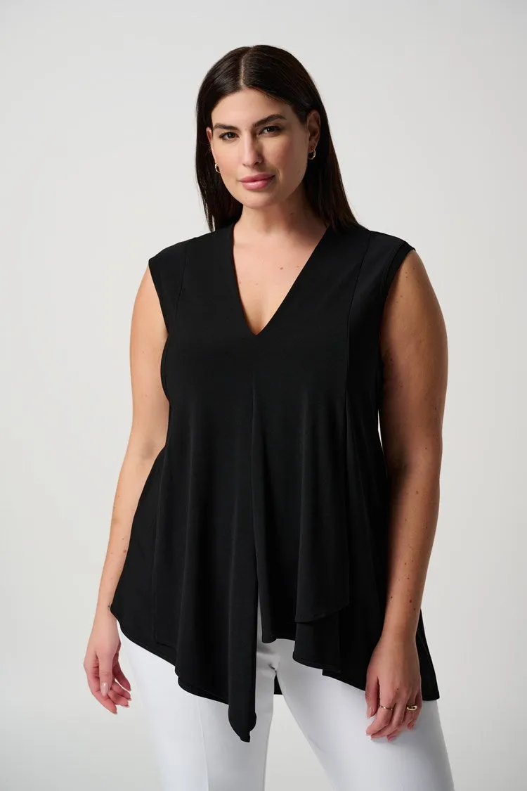 Sleeveless Asymmetric V-Neck Tunic - The Essentials sold by Bellissima