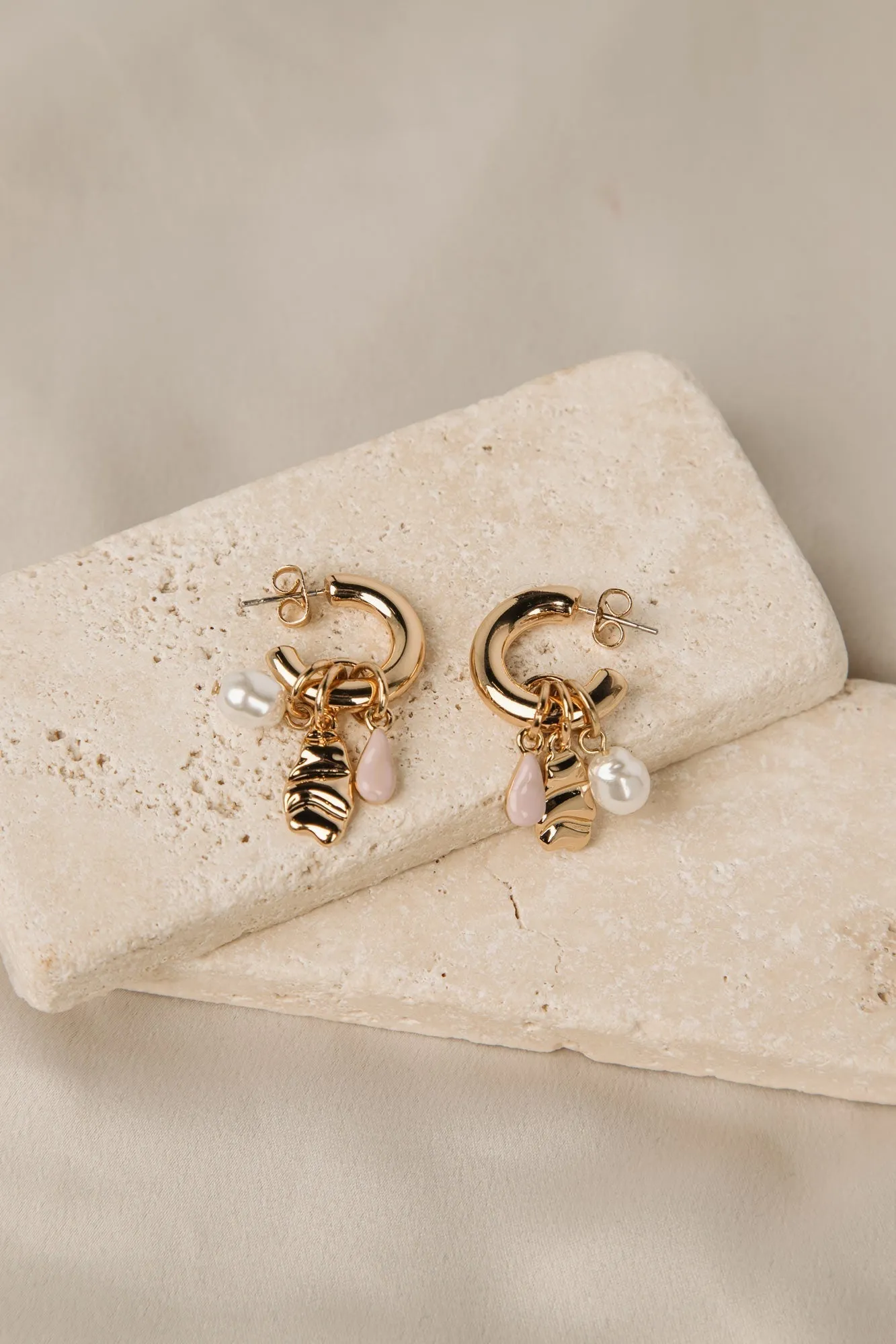 Dainty Hoop Earrings With Charms sold by Bellissima product image thumbnail 3