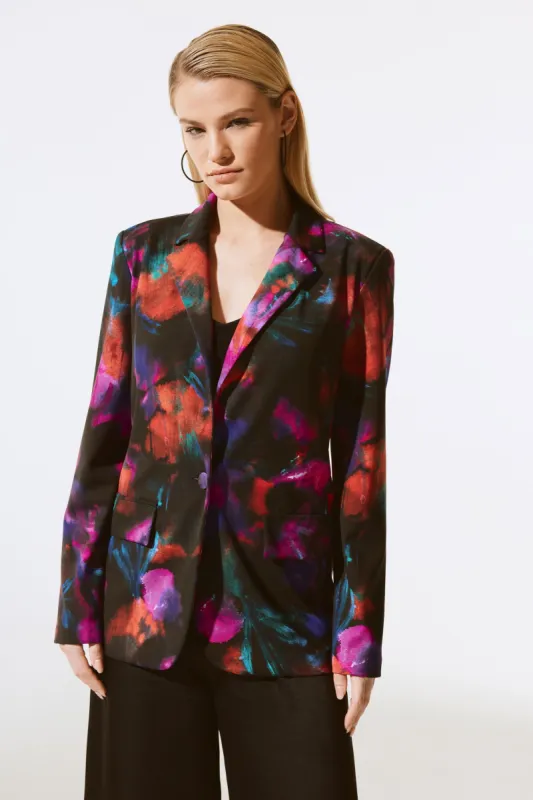 Silky Knit Floral Print Straight Blazer sold by Bellissima