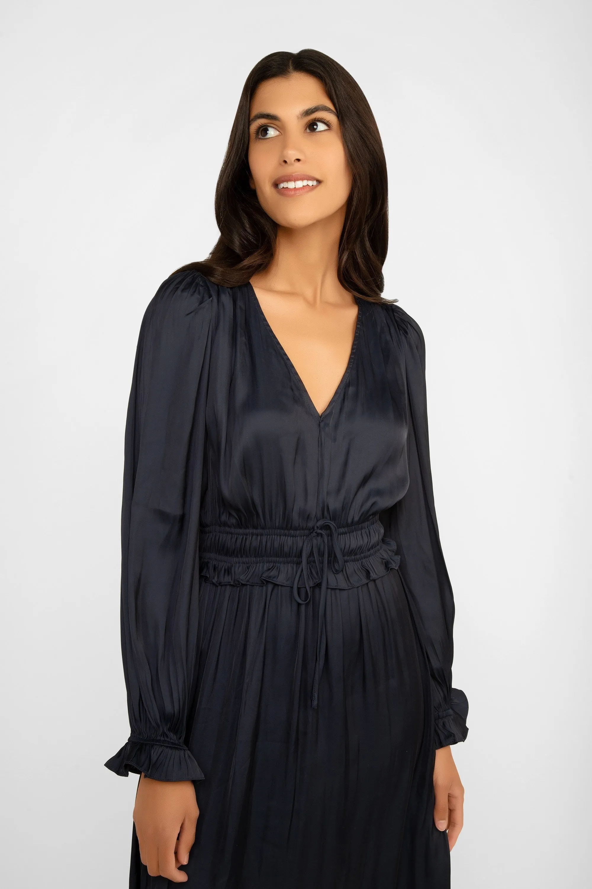 Long Sleeve Satin Midi Dress sold by Bellissima product image thumbnail 3