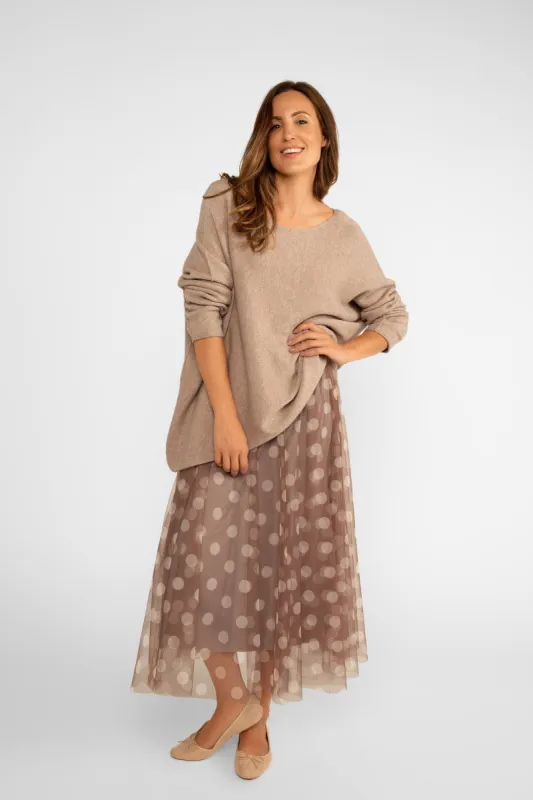 Playful Polka Dot Chiffon Skirt sold by Bellissima