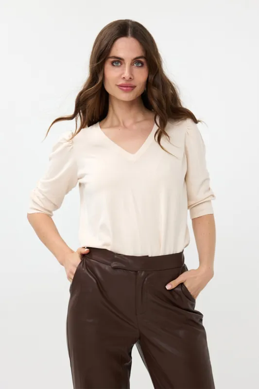 Short Puff Sleeve Basic Knit Sweater sold by Bellissima