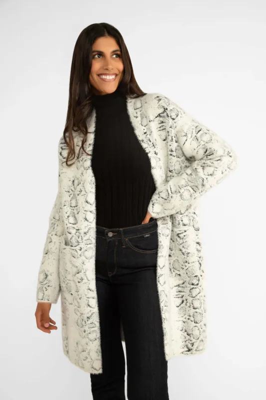 Patterned Cozy Open Cardigan sold by Bellissima