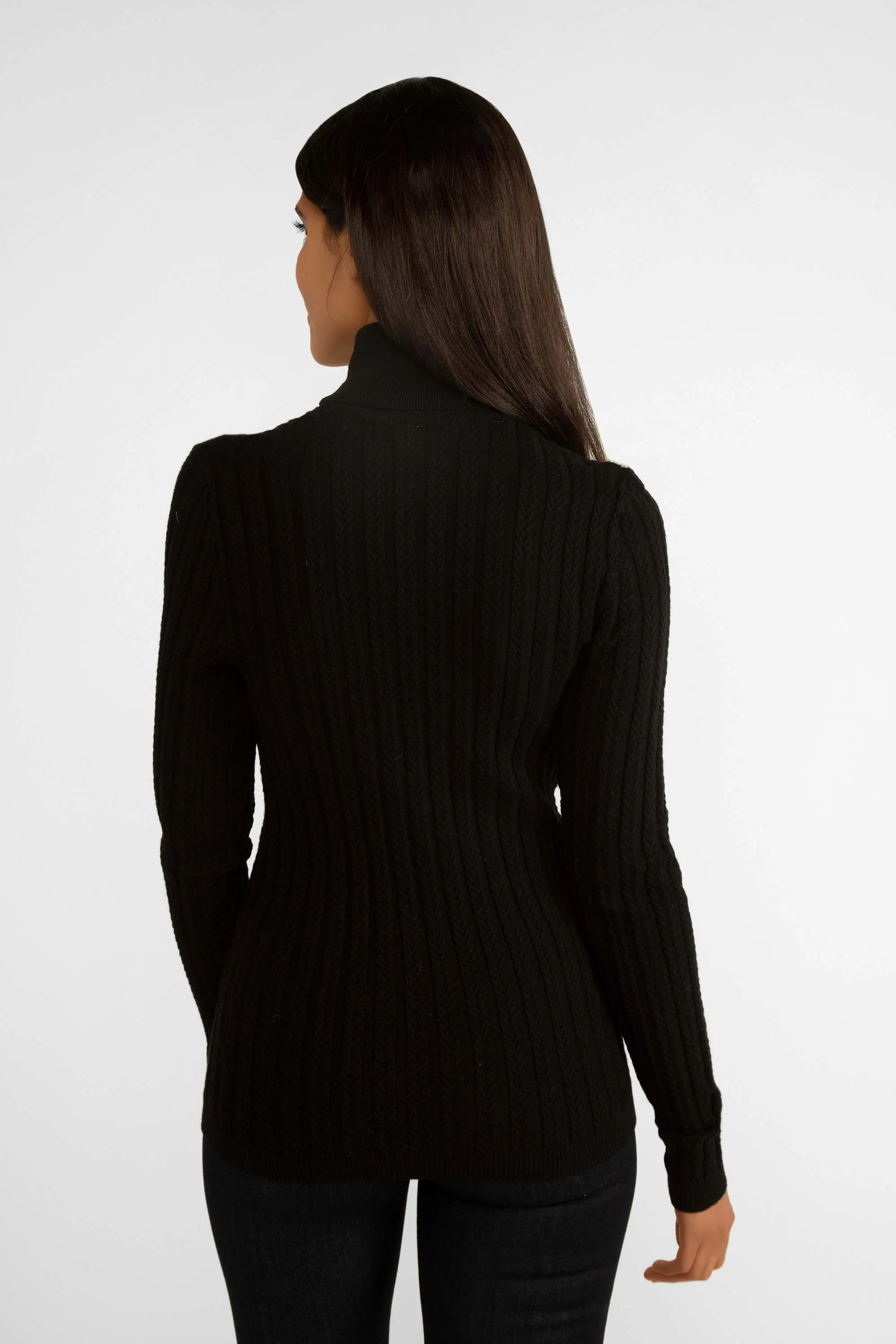 Chevron Novelty Ribbed Fine Gauge Turtleneck Sweater sold by Bellissima product image thumbnail 5