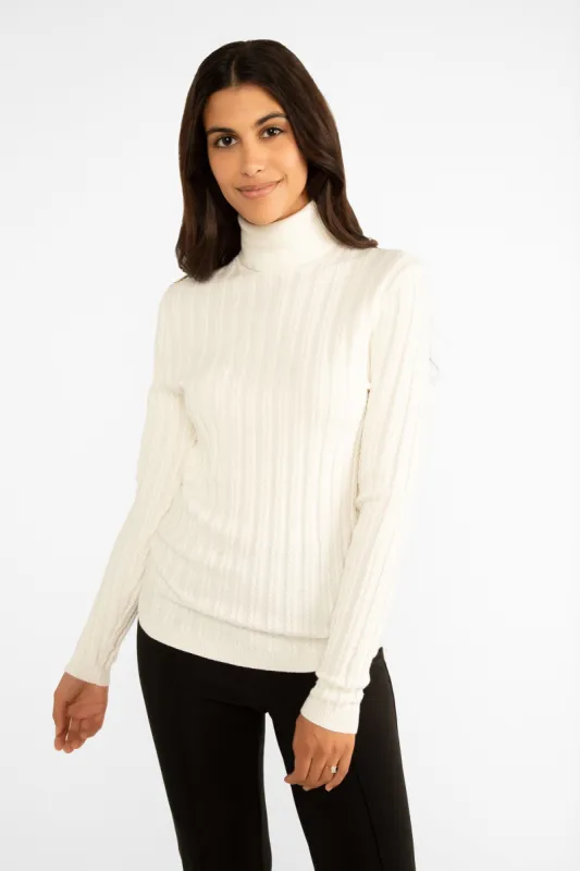 Chevron Novelty Ribbed Fine Gauge Turtleneck Sweater sold by Bellissima
