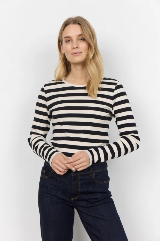 Iridi Long Sleeve Crew Neck Stripe Top sold by Bellissima