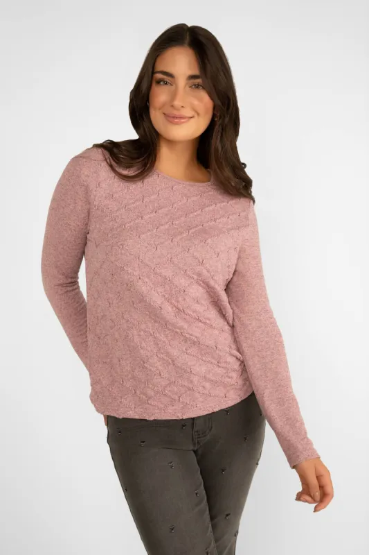 Brushed Knit Long Sleeve Top - Wintry Sunbeams sold by Bellissima