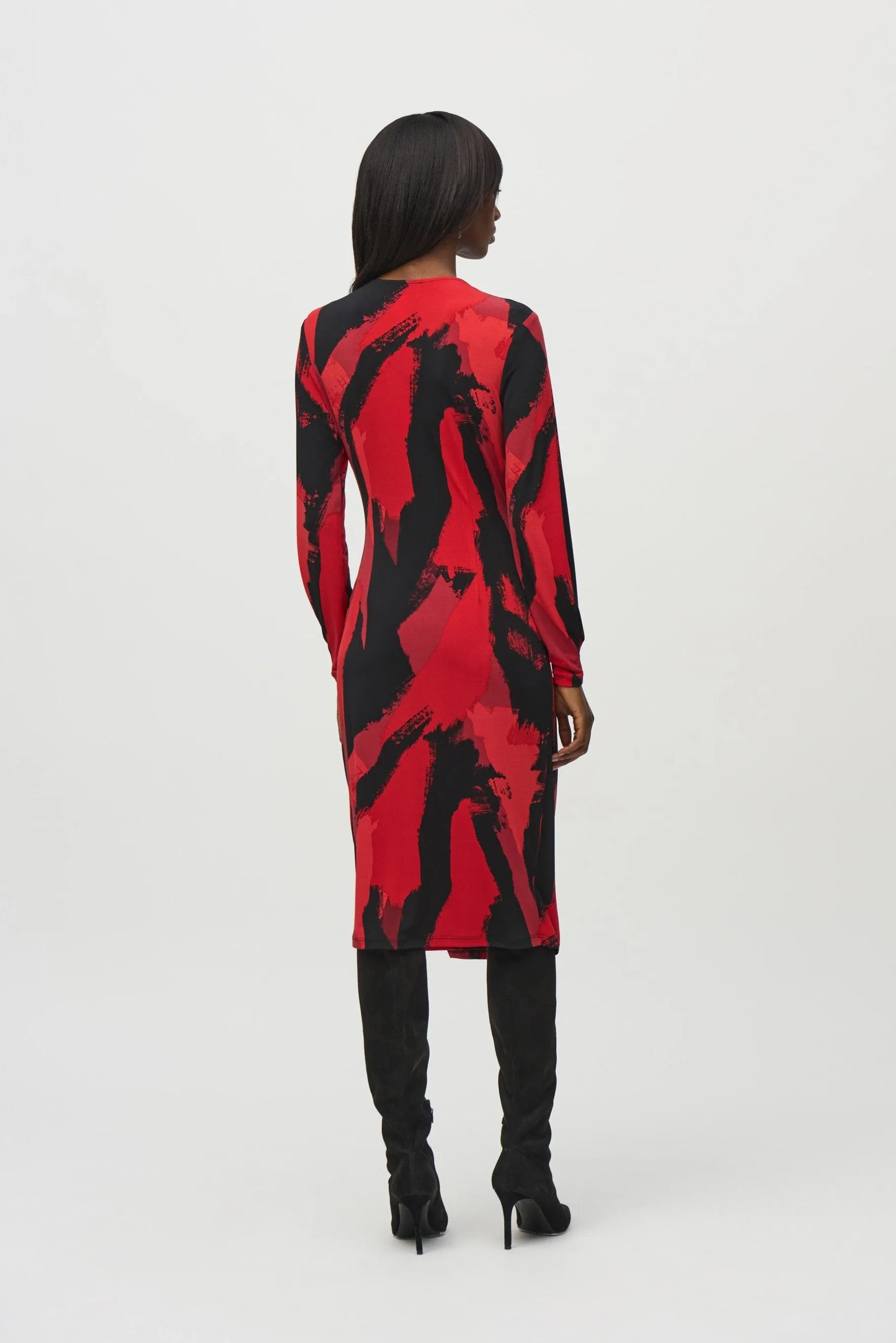 Elegant Silky Knit Abstract Print Wrap Dress sold by Bellissima product image thumbnail 4