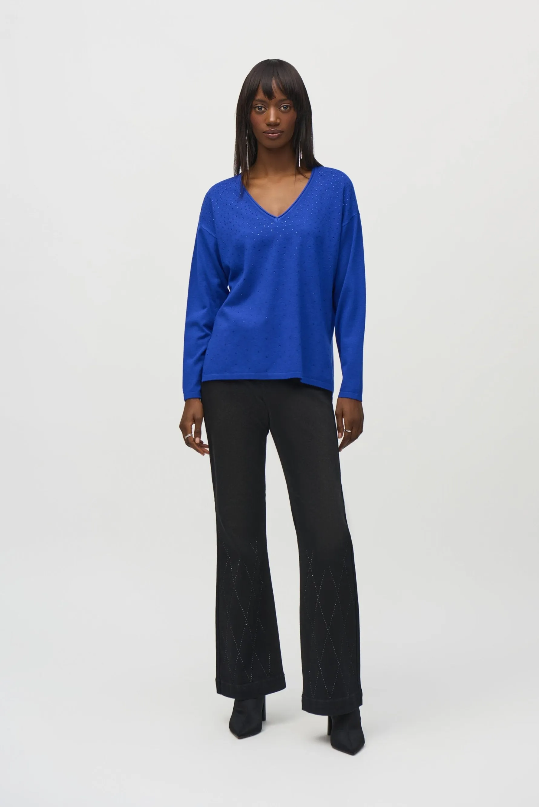 Sweater Knit Rhinestone V-Neck Pullover sold by Bellissima product image thumbnail 5