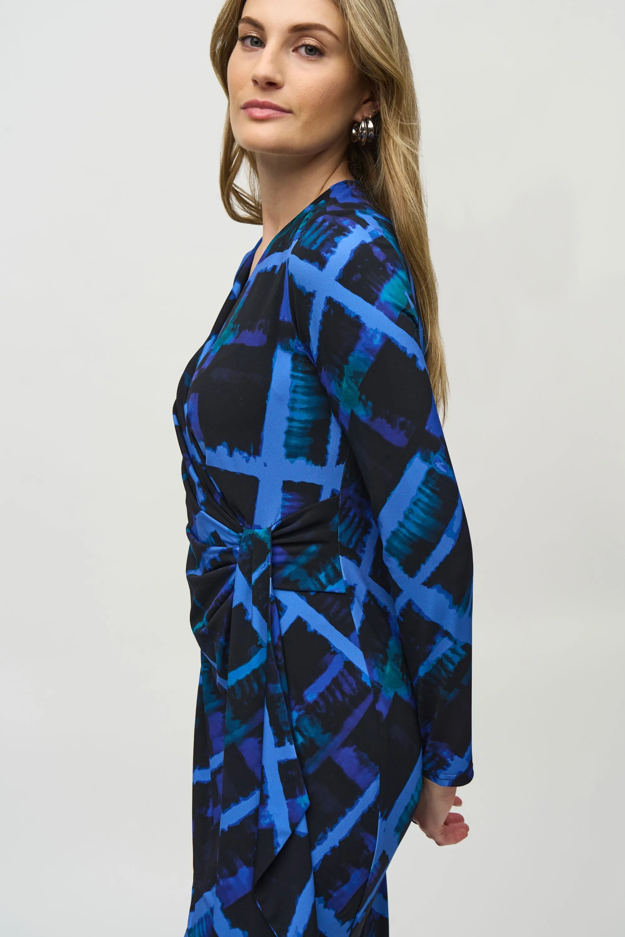 Silky Knit Diamond Abstract Print Wrap Dress sold by Bellissima product image thumbnail 3