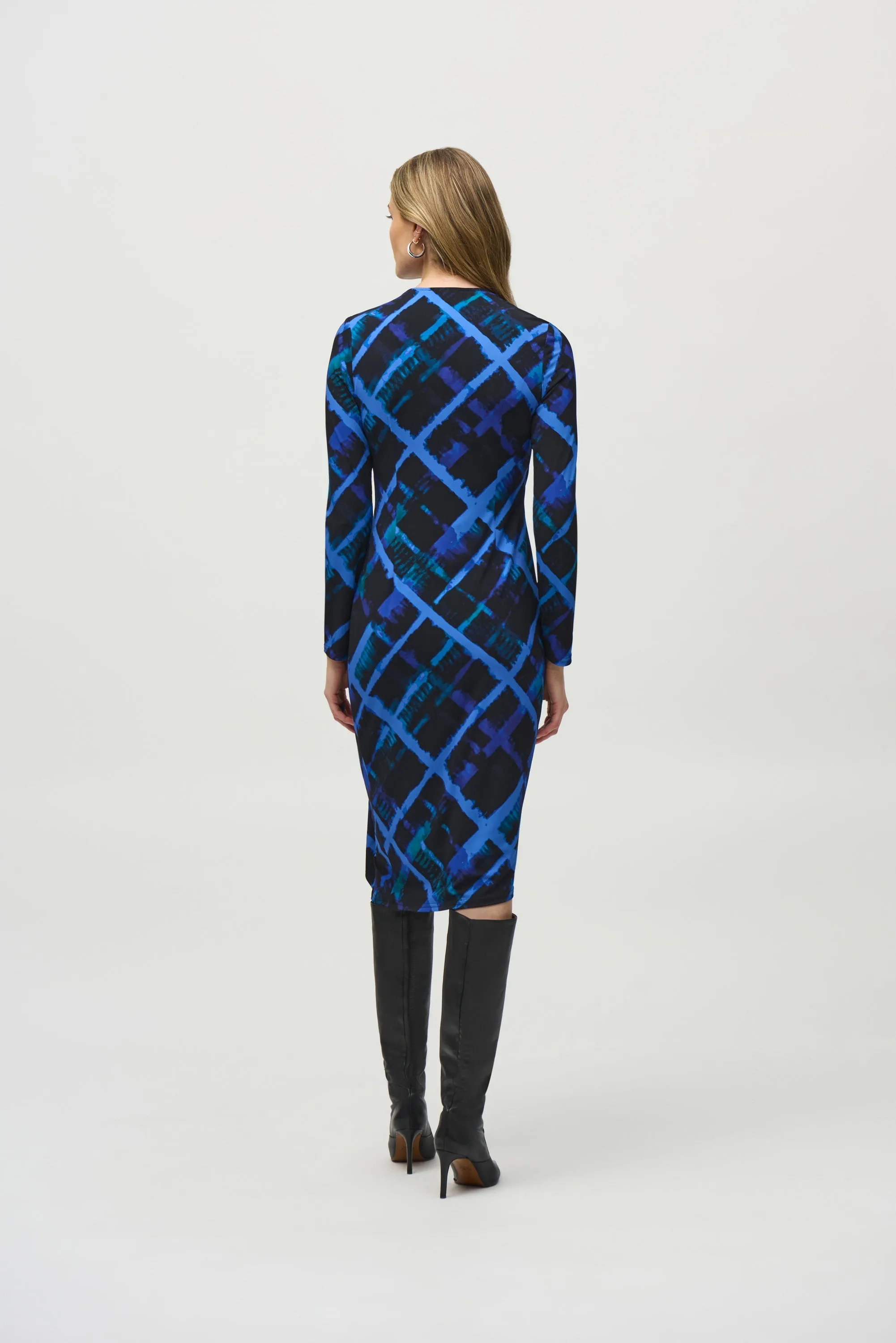 Silky Knit Diamond Abstract Print Wrap Dress sold by Bellissima product image thumbnail 4