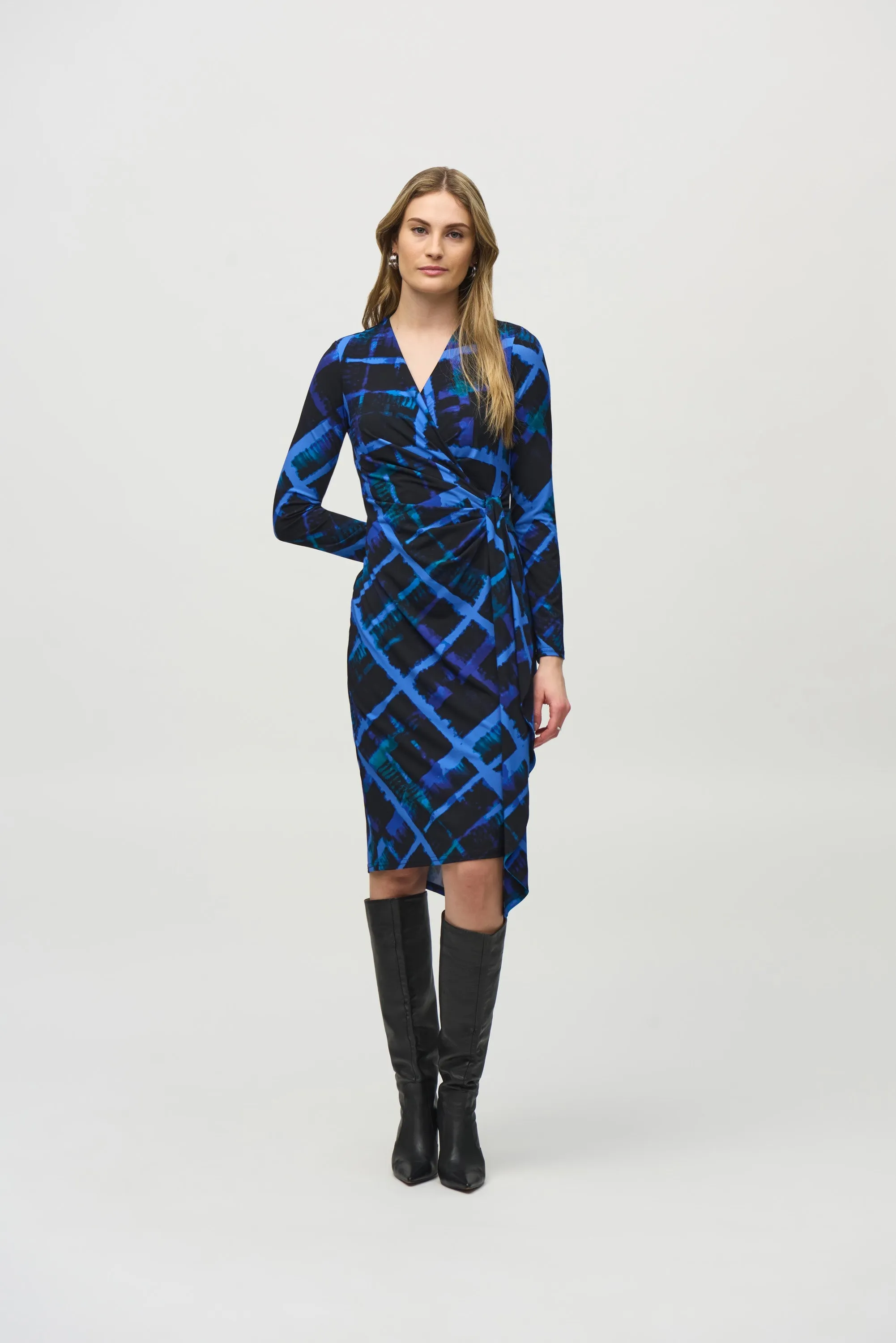Silky Knit Diamond Abstract Print Wrap Dress sold by Bellissima
