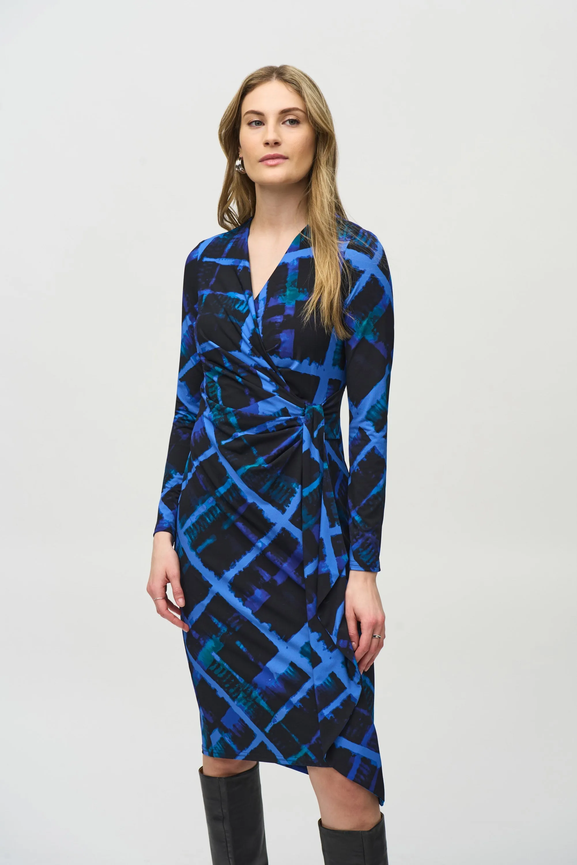 Silky Knit Diamond Abstract Print Wrap Dress sold by Bellissima product image thumbnail 2