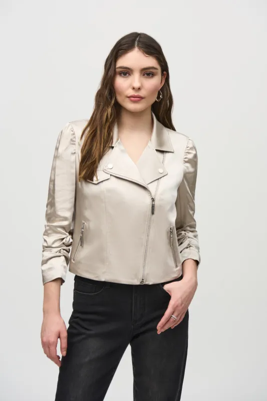 Satin Moto Jacket with Zippers sold by Bellissima