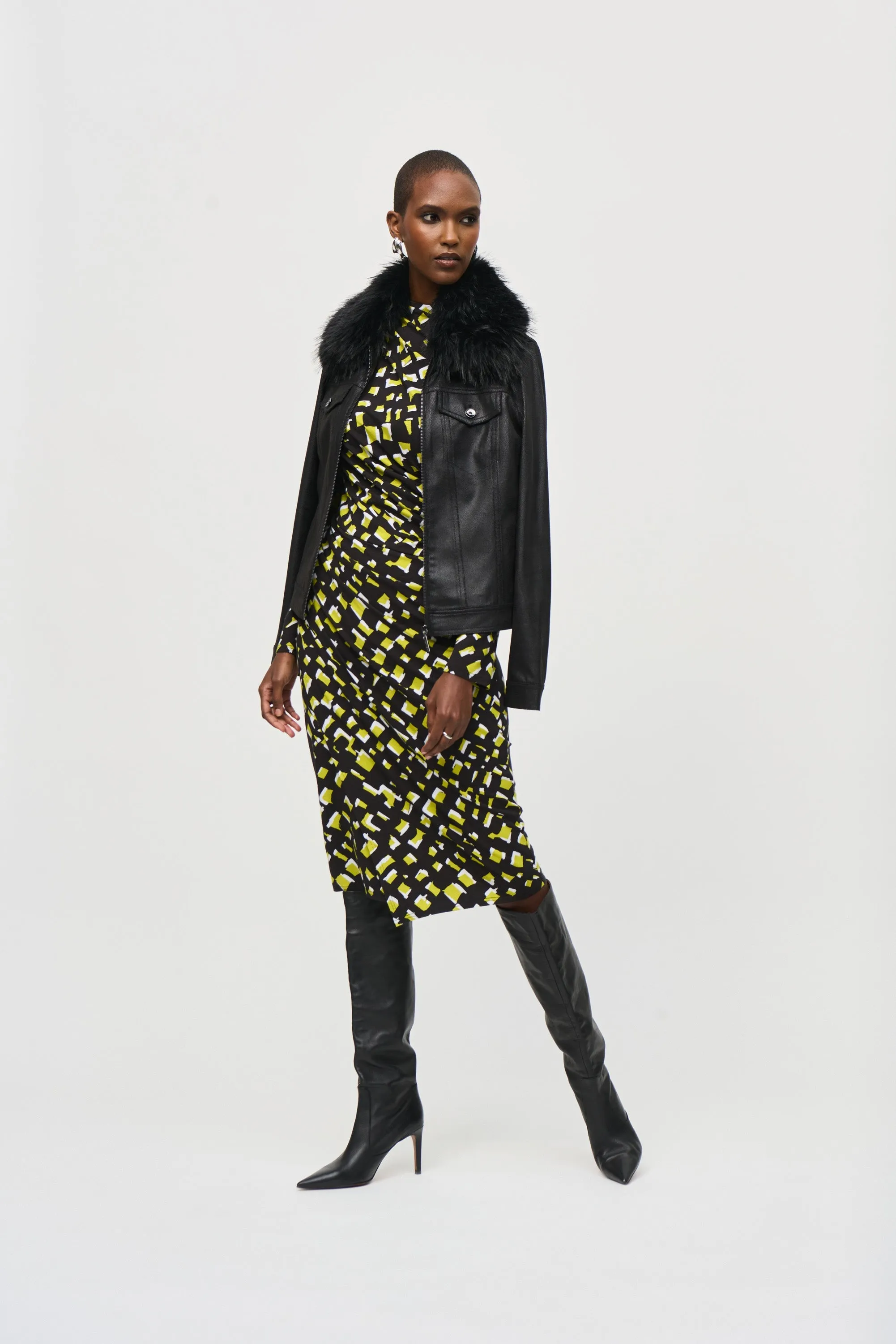 Faux Fur Collar Suede Jacket sold by Bellissima product image thumbnail 4