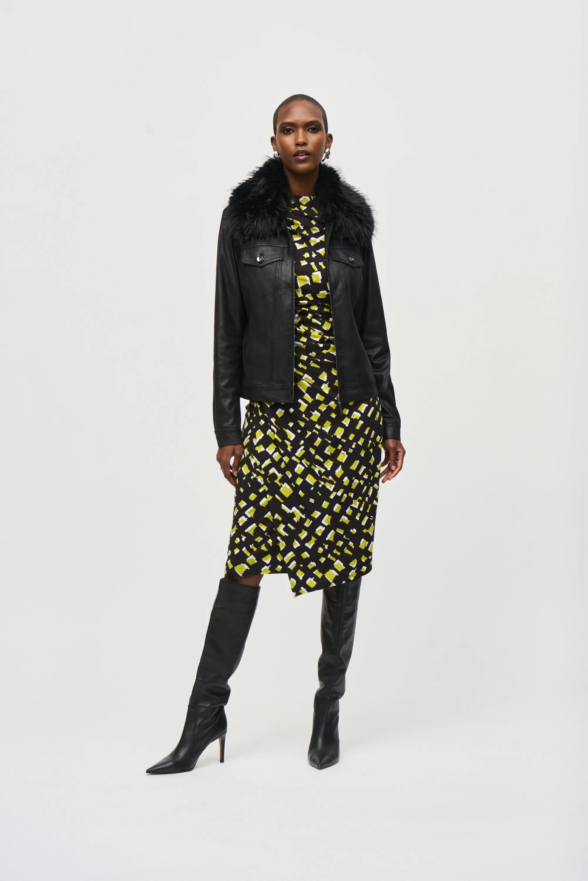 Faux Fur Collar Suede Jacket sold by Bellissima product image thumbnail 5