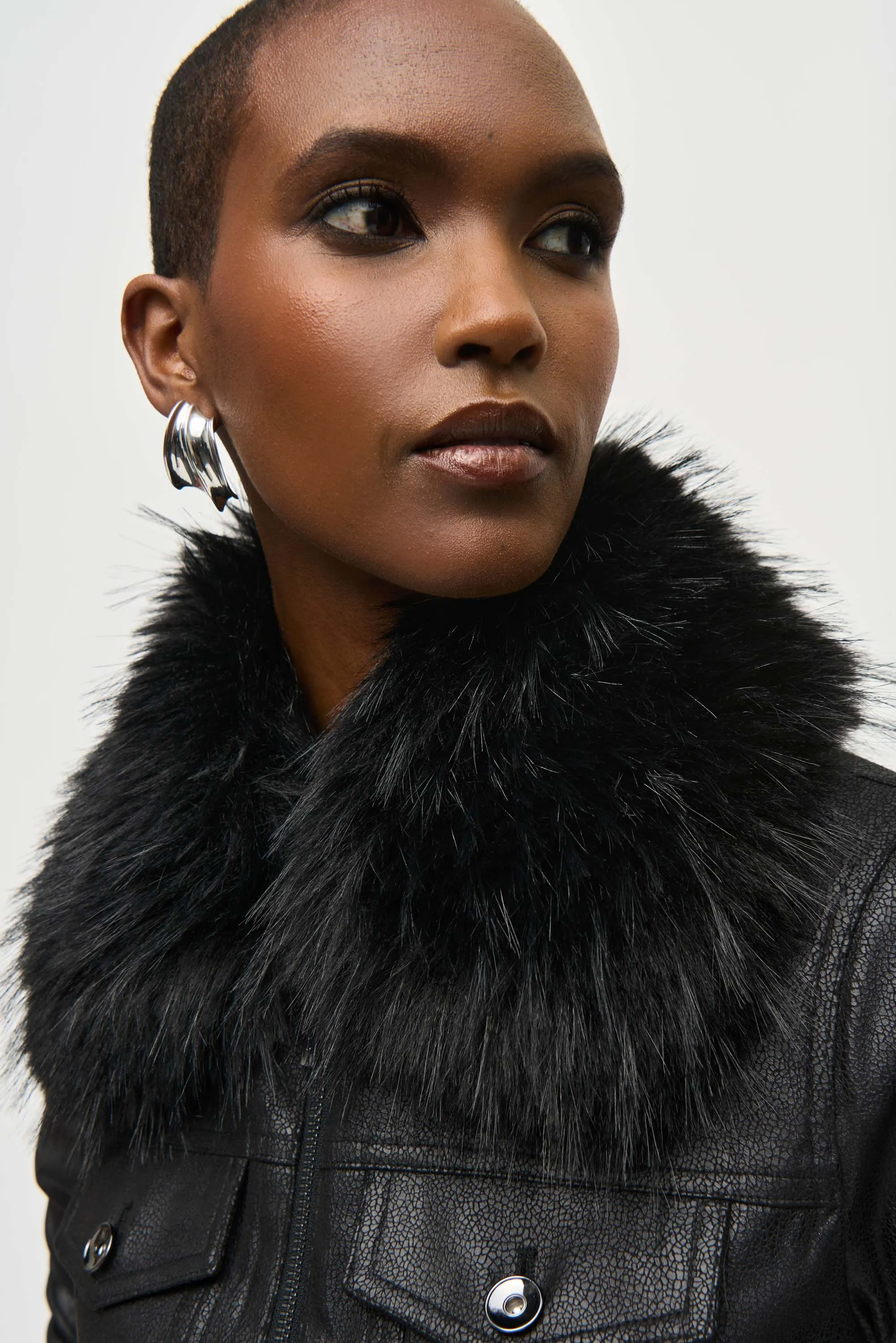 Faux Fur Collar Suede Jacket sold by Bellissima product image thumbnail 2