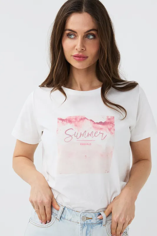 EsQualo Summer Graphic T-Shirt sold by Bellissima