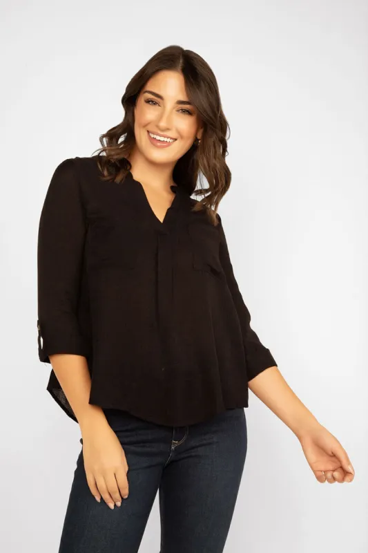 Button Back Henley Top sold by Bellissima