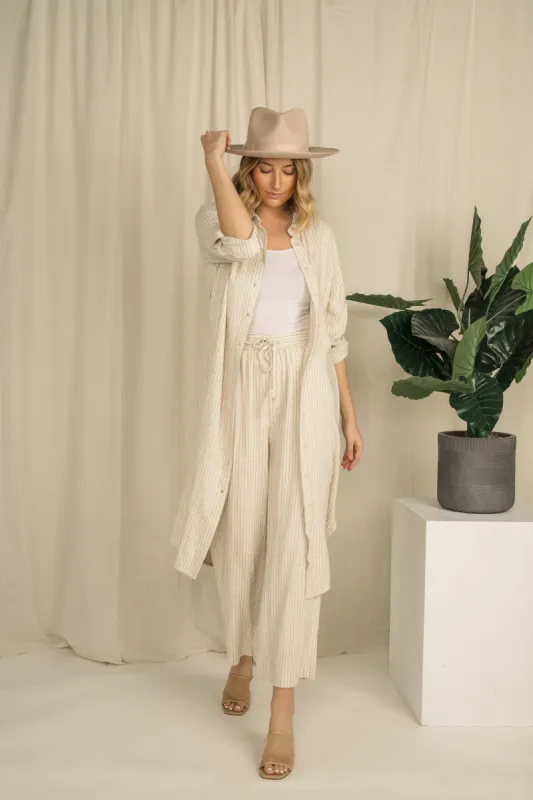 Pinstripe Pull On Wide Leg Pants sold by Bellissima