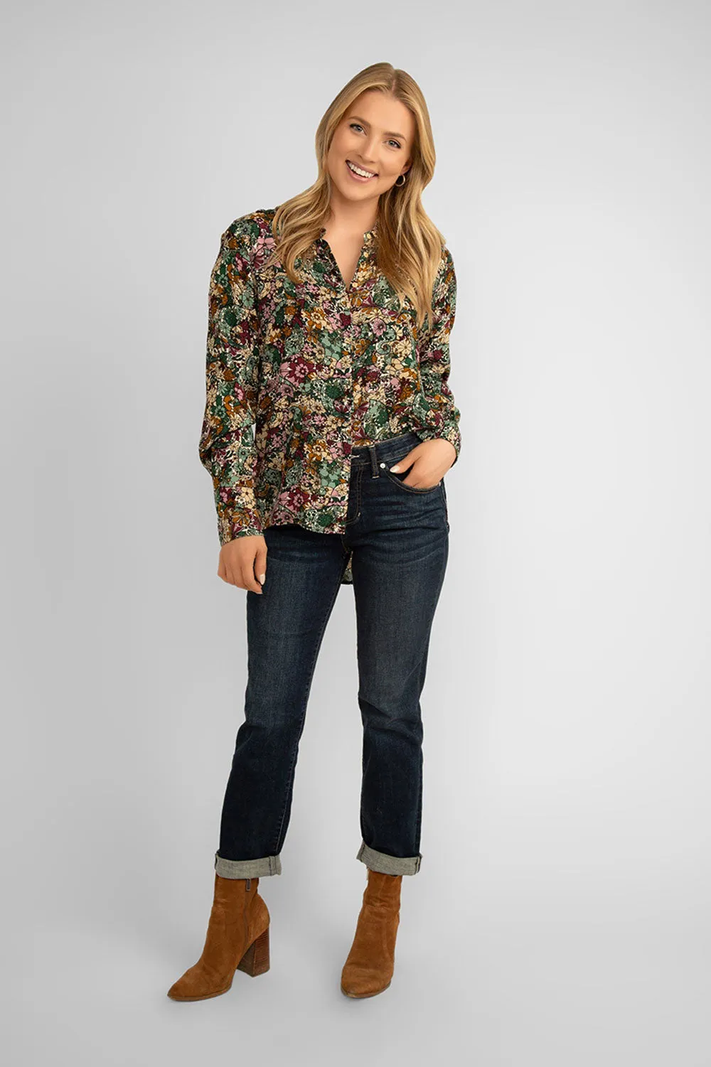 Long Sleeve Emerald Floral Blouse sold by Bellissima product image thumbnail 4