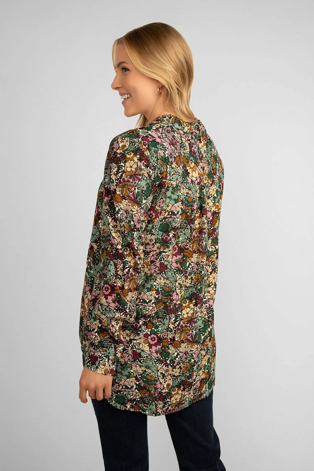 Long Sleeve Emerald Floral Blouse sold by Bellissima product image thumbnail 5