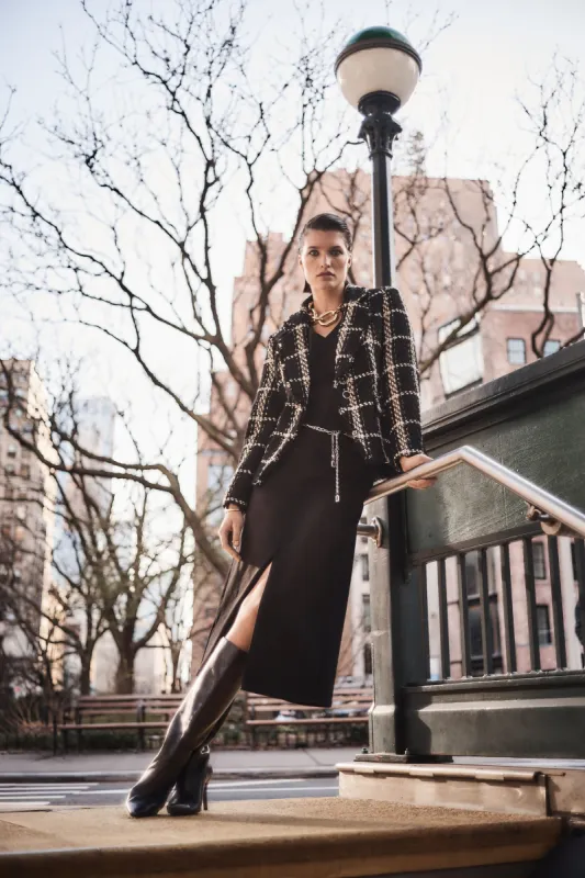 Mid-Length Denim Skirt with Front Vent sold by Bellissima