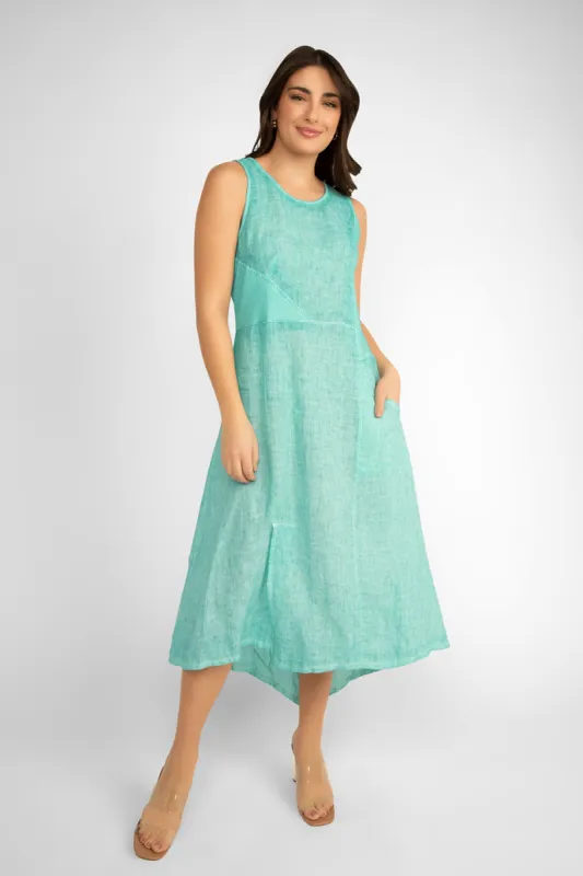 Sleeveless Garment Dye Linen Dress sold by Bellissima