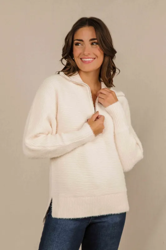 Half Zip Ribbed Sweater sold by Bellissima