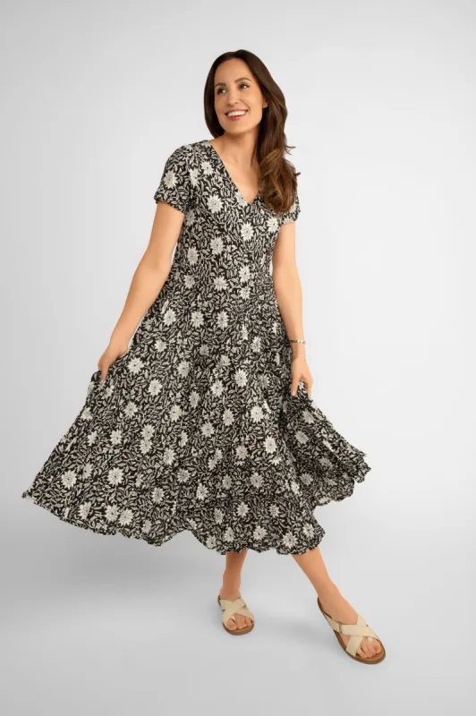 Jazi Short Sleeve V-Neck Tiered Dress sold by Bellissima