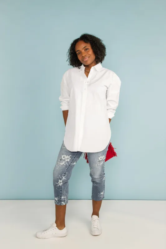 5 Pocket Floral Cropped Jeans sold by Bellissima