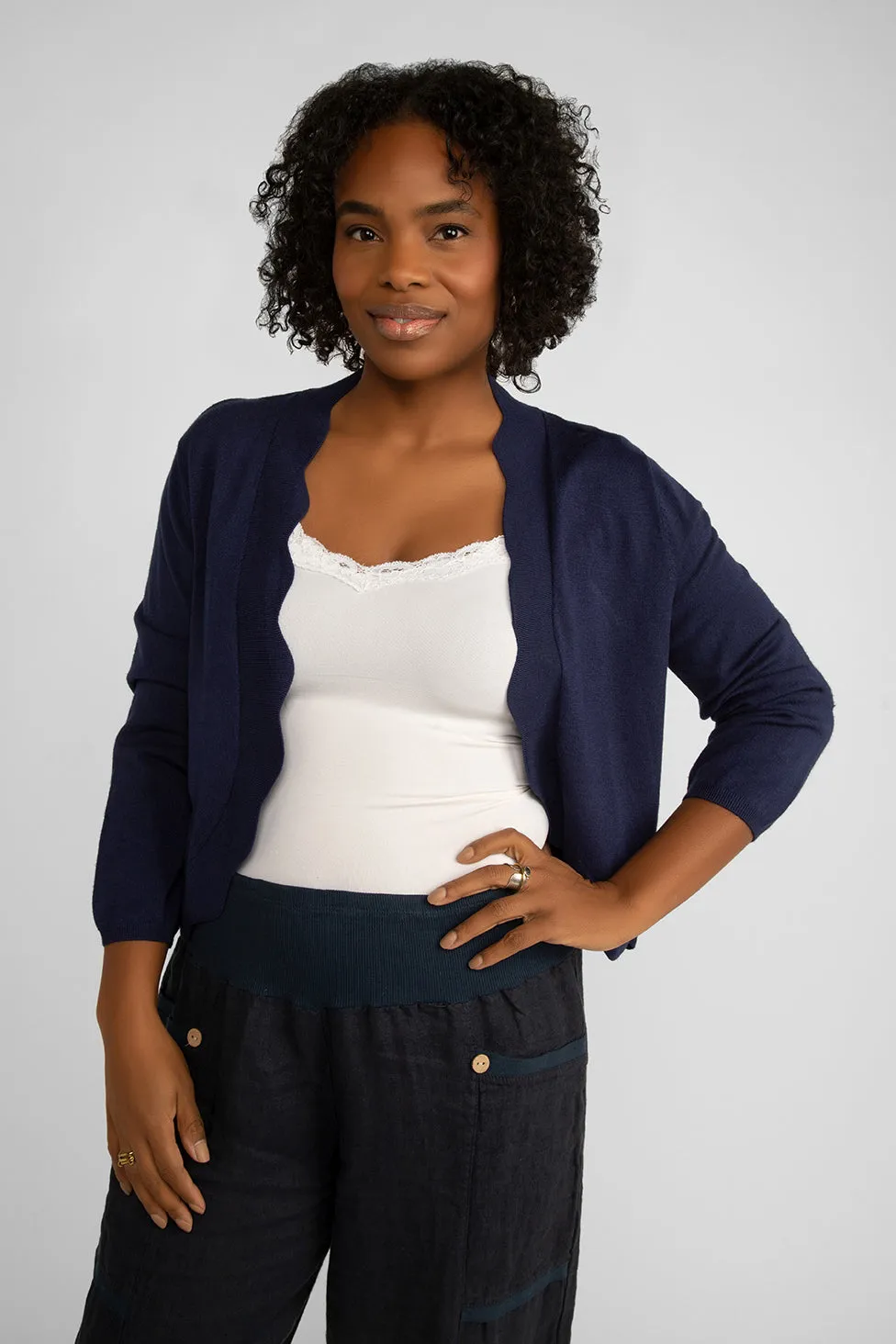 Scalloped Edge Open-Front Cardigan sold by Bellissima product image thumbnail 5