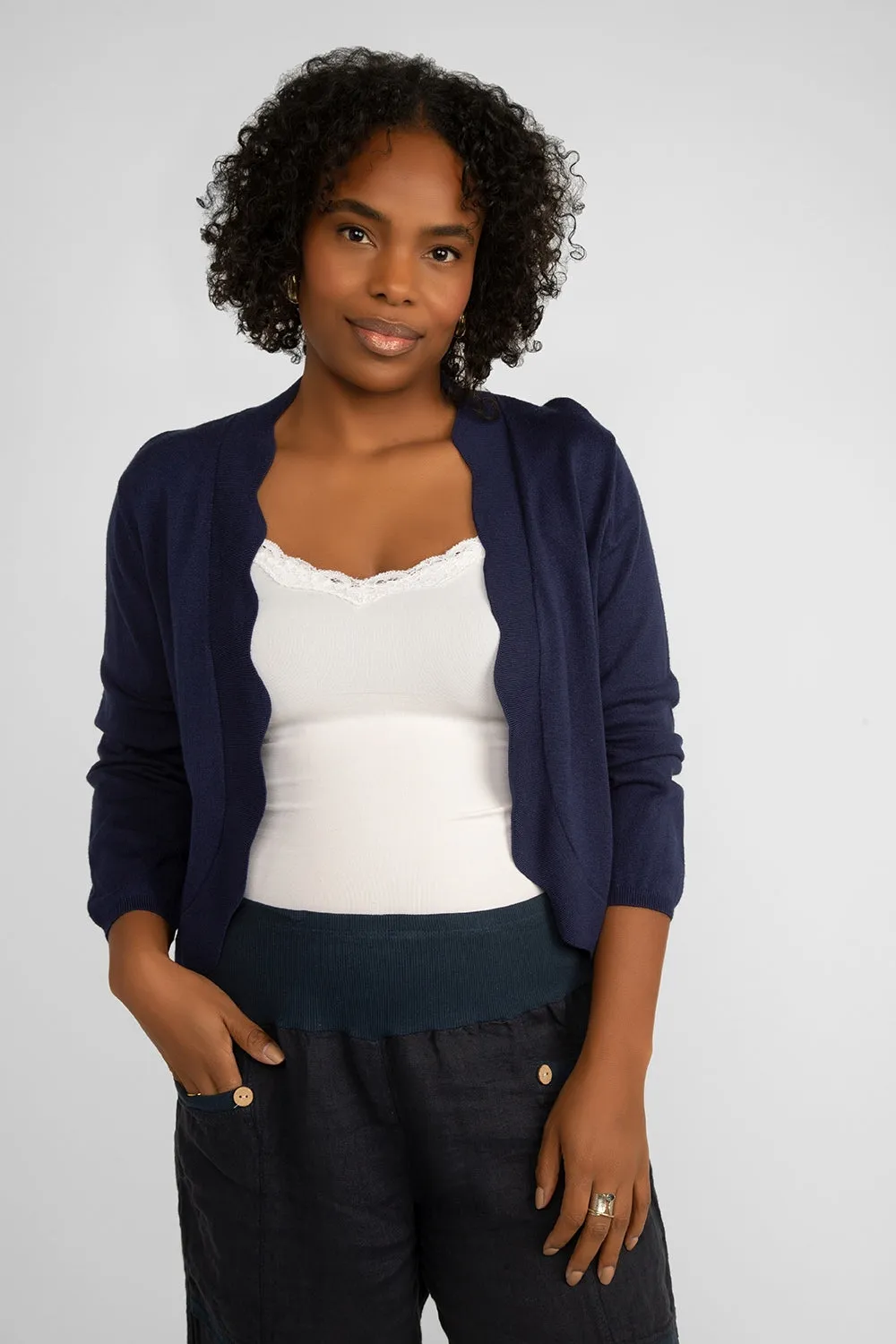 Scalloped Edge Open-Front Cardigan sold by Bellissima product image thumbnail 2