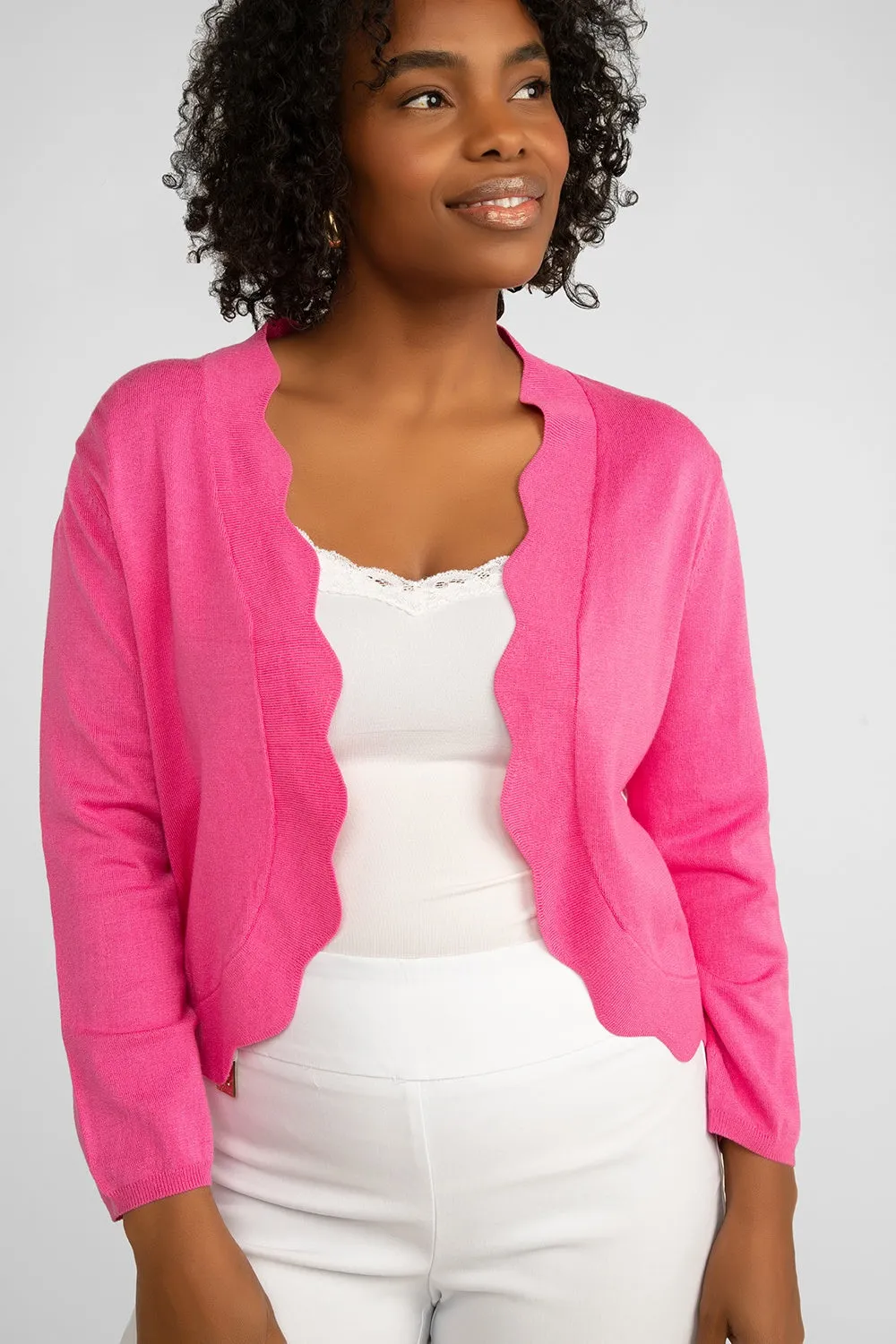 Scalloped Edge Open-Front Cardigan sold by Bellissima product image thumbnail 3