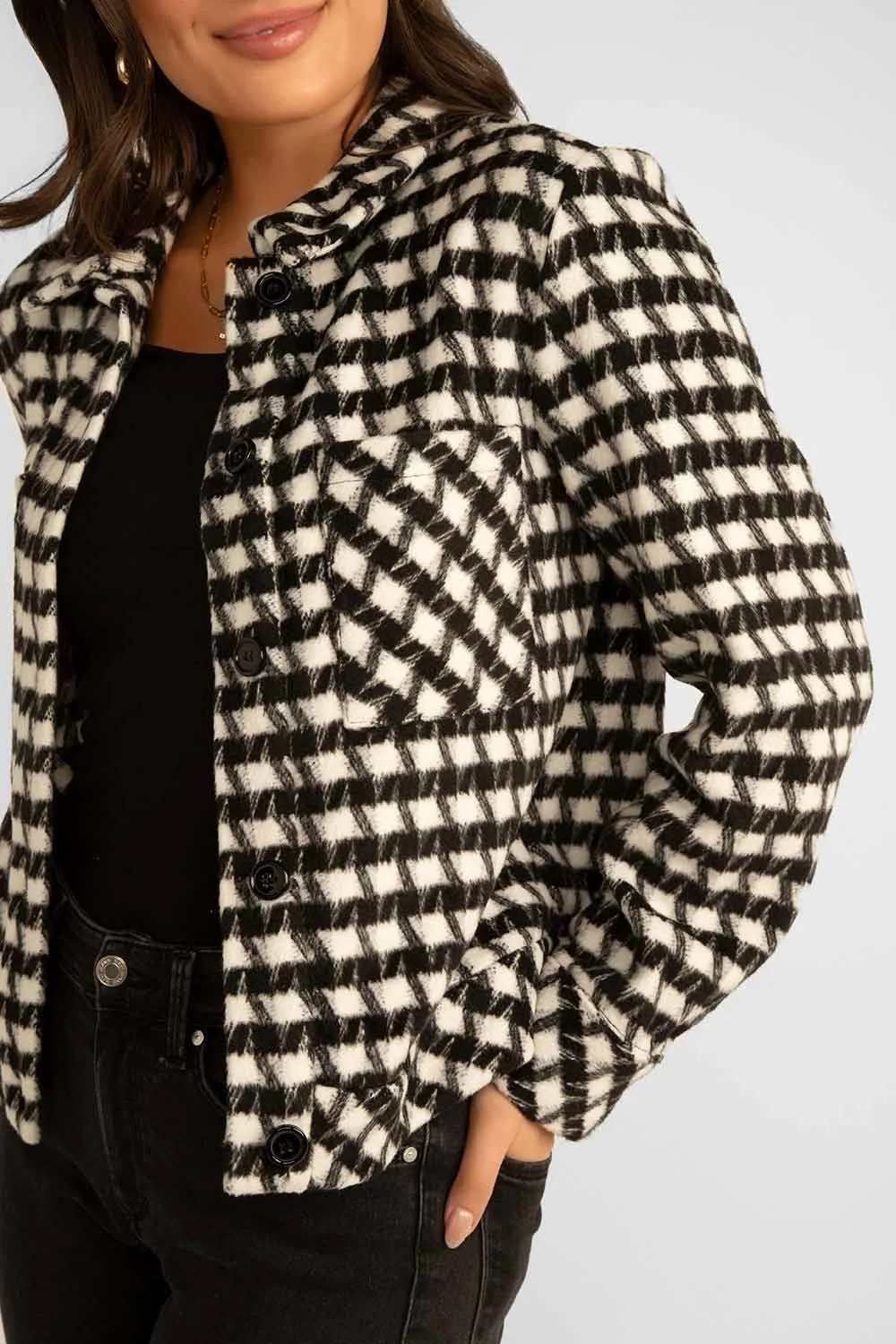 Knit Houndstooth Shacket sold by Bellissima product image thumbnail 3